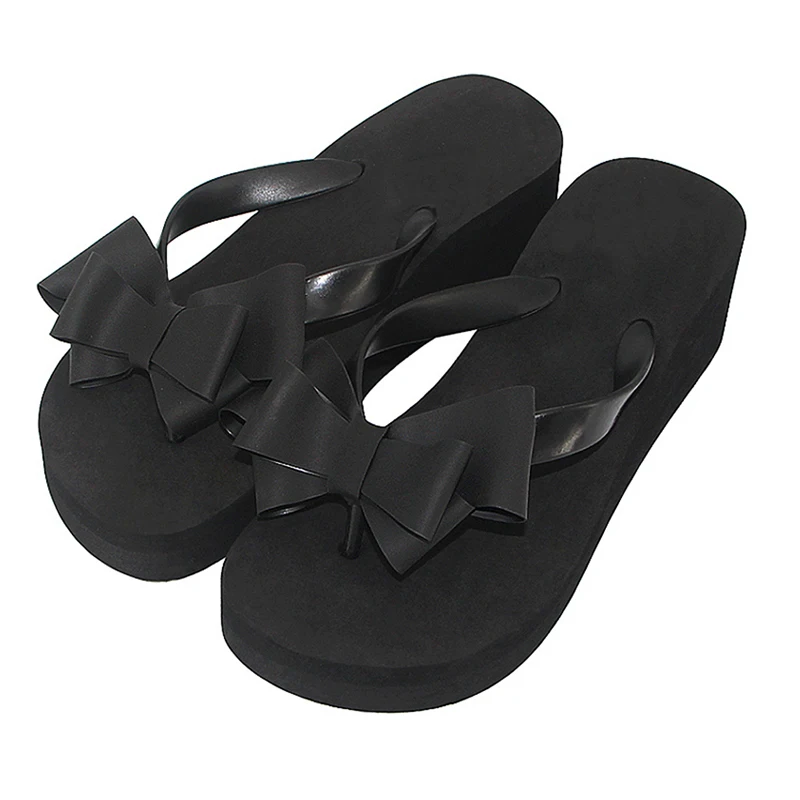 2019 Летняя женская обувь шлепанцы для ванной на платформе пляжные вьетнамки