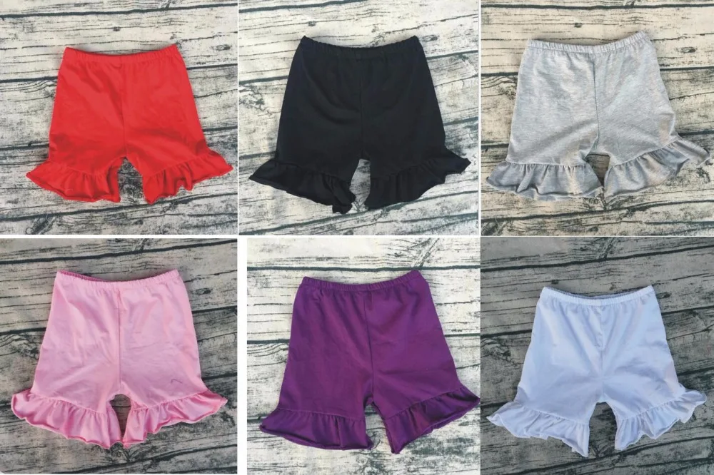 

Wholesale Children's Girls Single Ruffle Shorts High Quality Soft Cotton shorts Cheap Factory Direct