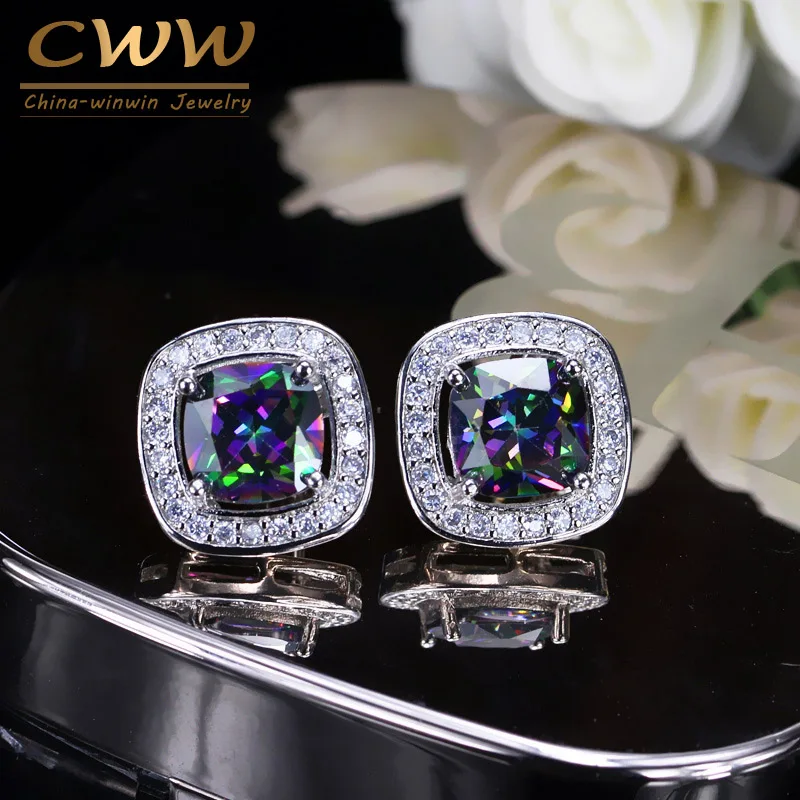 CWWZircons классические квадратные благородные мистические хрустальные серьги
