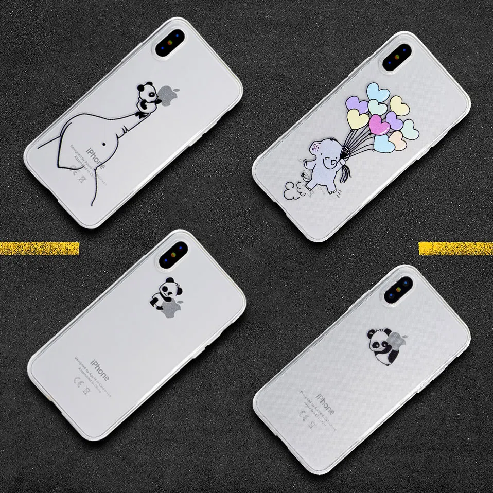 Милый маленький слон задняя крышка чехол для iPhone 6 7 8 плюс TPU 5 5S SE Funda X 6s