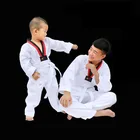 Форма для занятий тхэквондо, традиционная, белая, для детей и взрослых, костюм для занятий тхэквондо, Dobok WTF, для карате, с длинным рукавом, для фитнеса