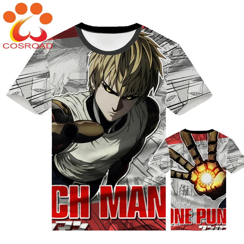 Cosroad Аниме One Punch Man Saitama Genos косплей футболка для мужчин и женщин с коротким рукавом