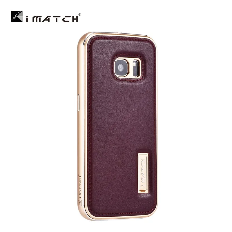 Чехол iMatch из натуральной кожи для samsung Galaxy S7/S7 Edge, жесткий алюминиевый металлический защитный бампер, чехол для телефона s