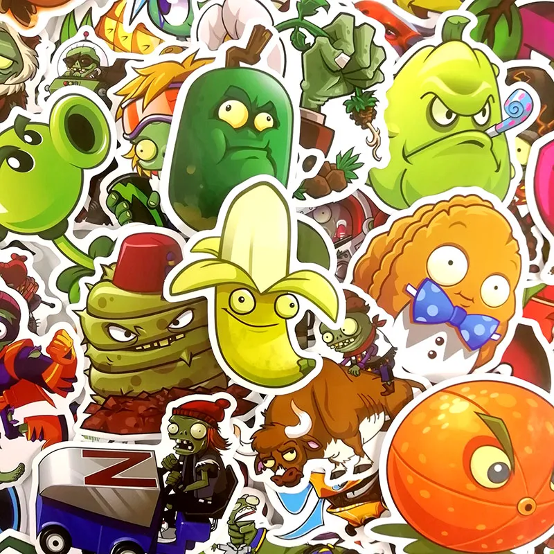 100 шт./компл. с изображением героев «Plants Vs Zombies мультфильм Стикеры s для ноутбука ТВ холодильник велосипедные шлемы ПВХ Водонепроницаемый наклейка игрушка Стикеры для детей