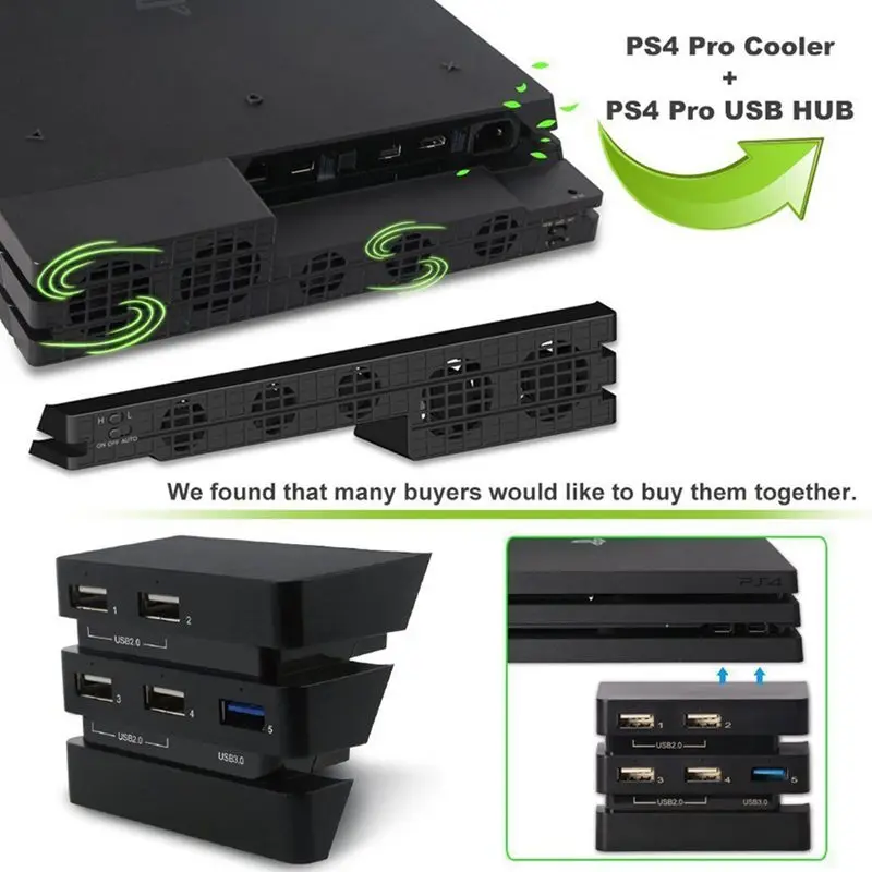 Вентилятор охлаждения и 5 портов высокоскоростной usb-хаб для sony Playstation 4 Pro для PS4 PRO консоль 1 3,0 USB+ 4 USB 2,0 порта кулер Fa
