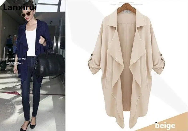 Женский трикотажный длинный тренчкот с карманами Эластичный теплый край из