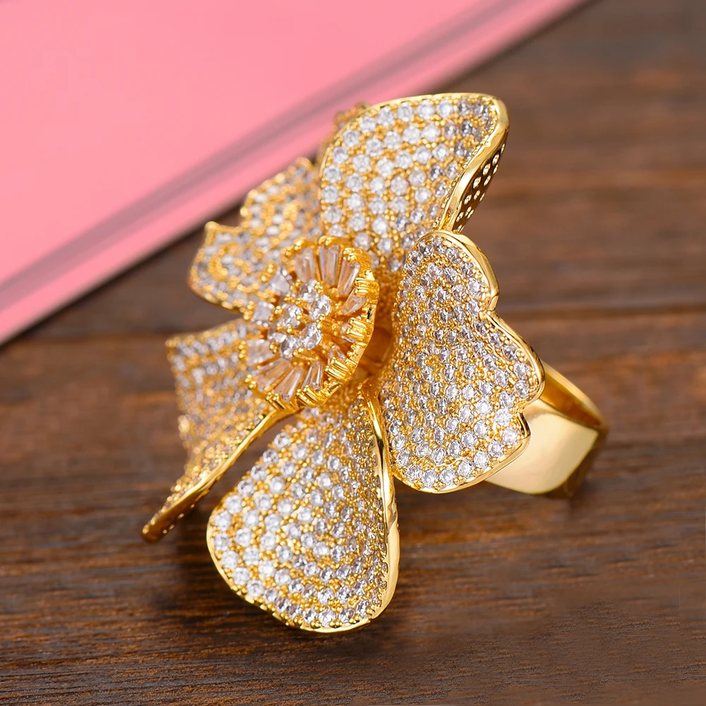 

SISCATHY 2019 Trendy Cubic Zircon Flower Bangle/Ring For Women Dubai Bridal African Wedding Jewelry Sets Luxury Accessories