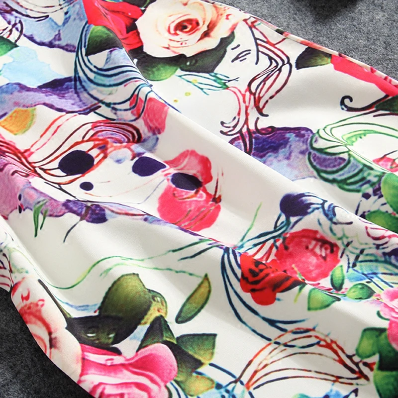 CR/Модная женская юбка карандаш из полиэстера с цветочным принтом и розами