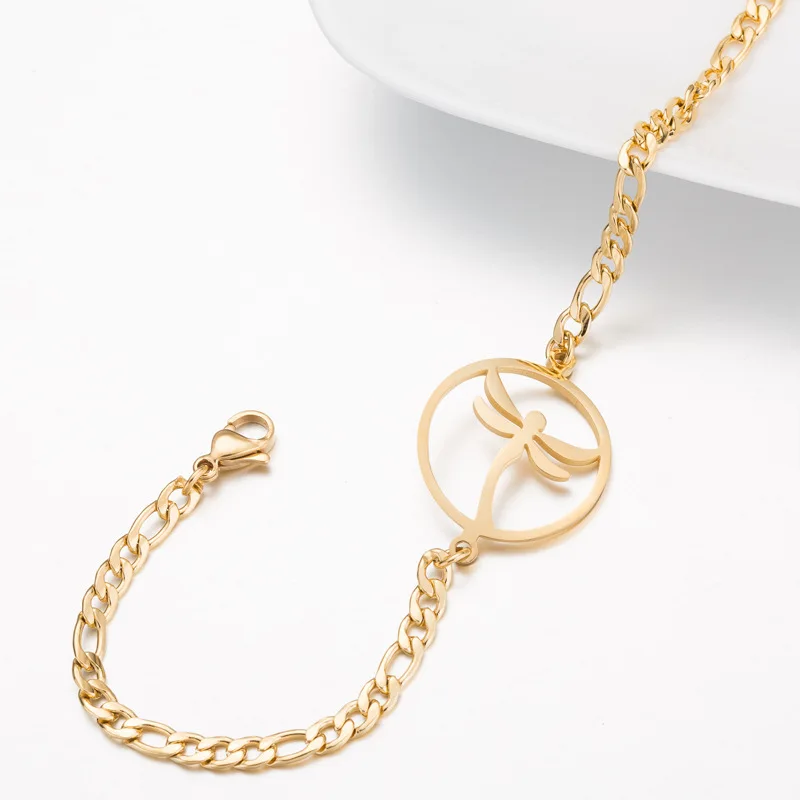 

Daisies Handmade Dragonfly Charm Bracelets Women Men Mother's Christmas Gift Jewelry Armbanden Stainless Steel Bangles Gifts