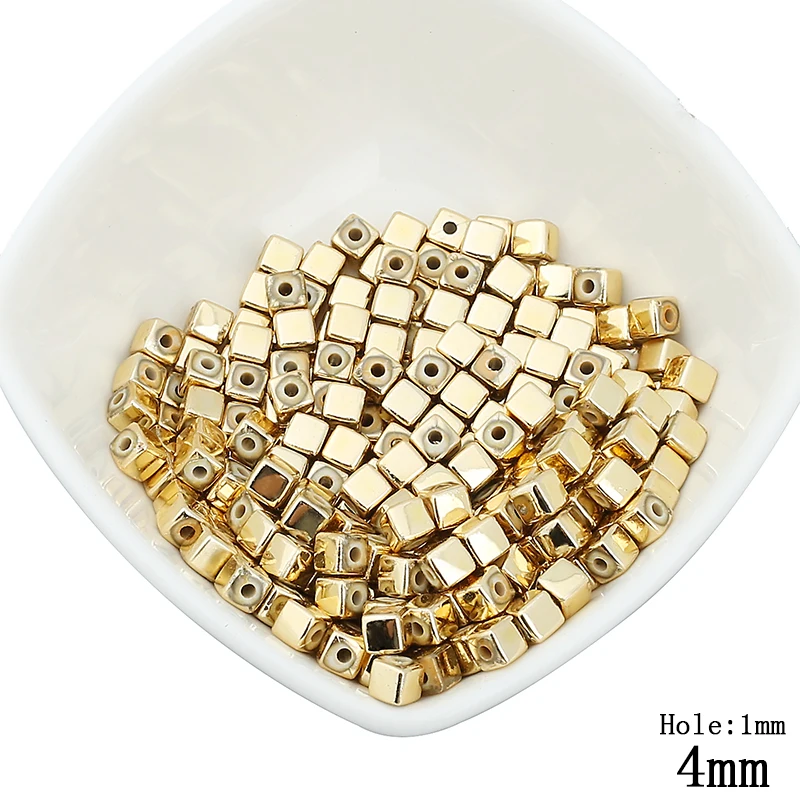 200 шт/партия 4 мм золото серебро Цвет квадратные пластиковые бусины &quotсделай
