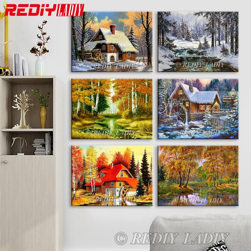 REDIY LADIY Алмазная мозаика Старая мельница пейзаж алмазная живопись вышивка