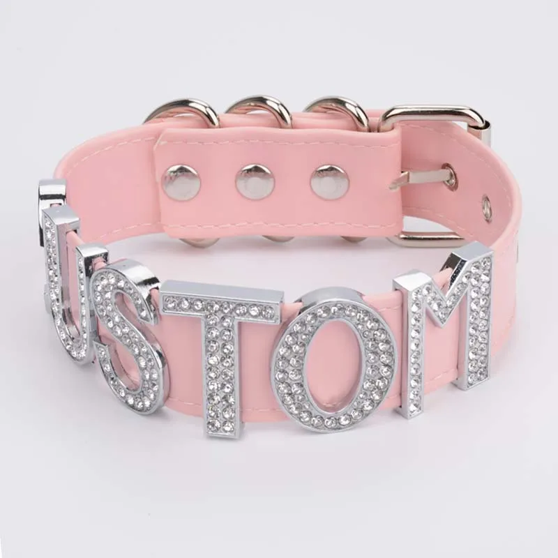 Изготовленный На Заказ чокер 100% ручная работа ошейник с надписью стразы