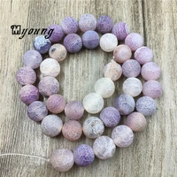 matte purple crackle agates beadsfire dragon veins agates beadsround frosted drilled loose beads my0194