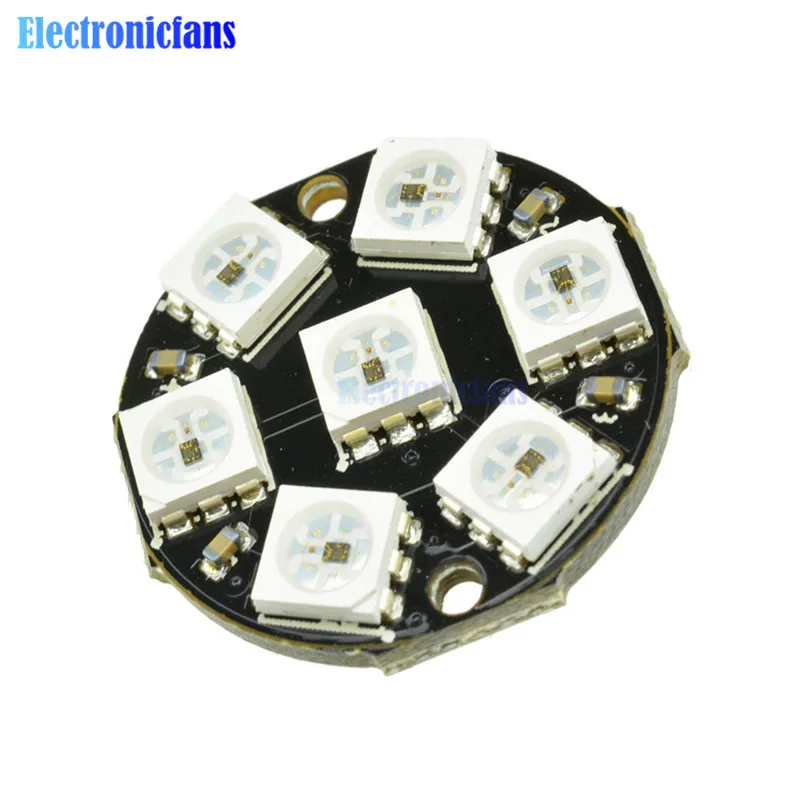 7-Bit 7 Bits LEDs WS2812 5050 RGB LED Ring Lamp Light with Integrated Drivers For Arduino | Электронные компоненты и