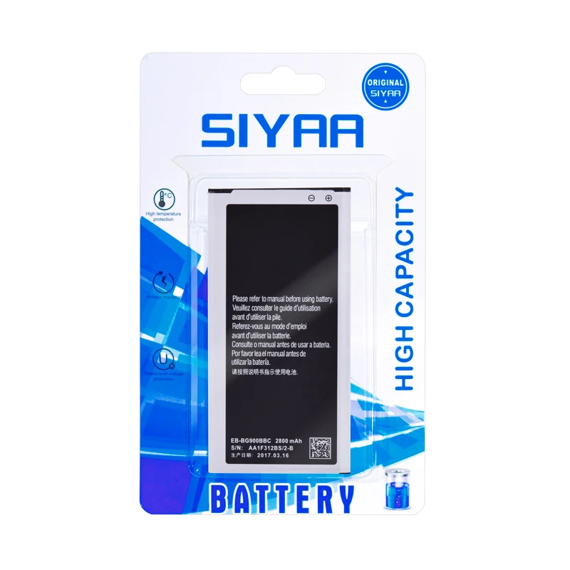 SIYAA оригинальный EB BG900BBC BG900BBE батарея для Samsung S5 G900S G900F высокой емкости 2800 мАч литий