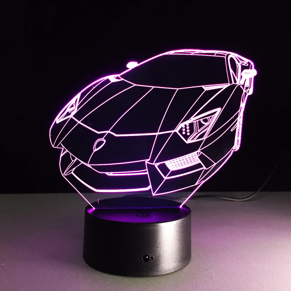 Ночник с 3d иллюзией спортивный гоночный автомобиль настольная лампа