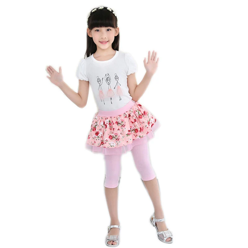 2016 Розничная продажа летние леггинсы для девочек юбка-штаны многослойная юбка