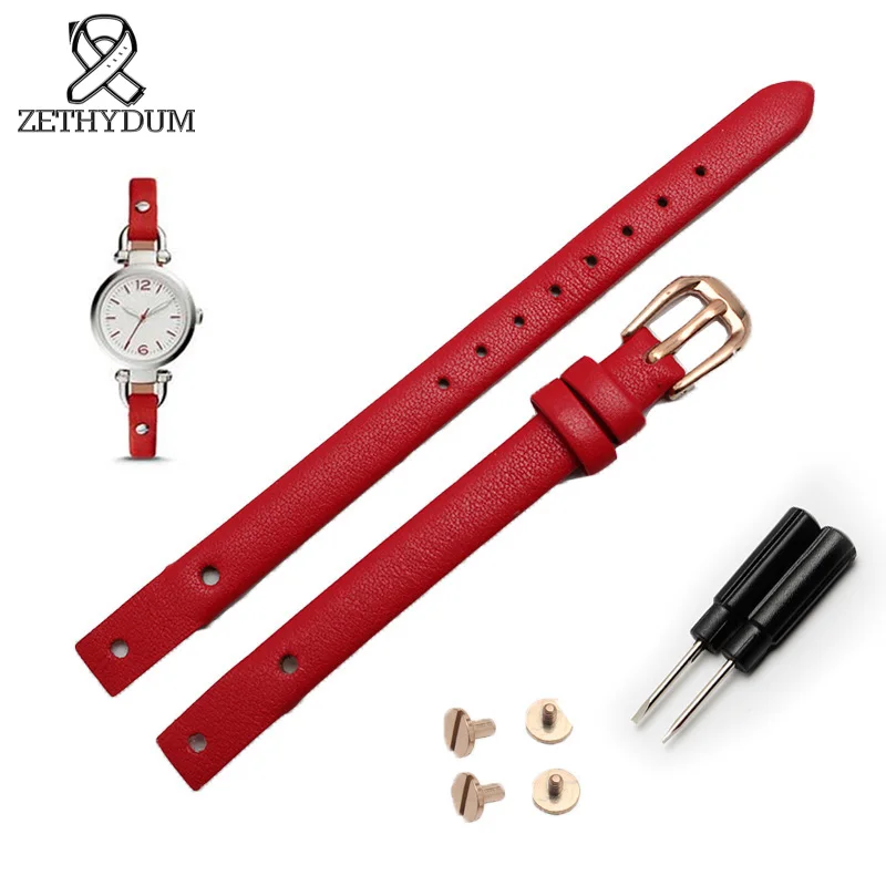 

Women fashion Genuine leather bracelet 8mm strap latest watchband small for ES4340 ES4119 ES4000 watch strap with screw