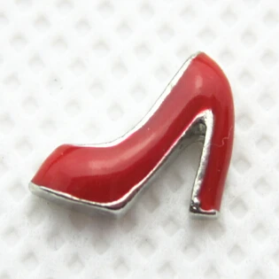 

Hot selling Red High Heels shoe floating charms living glass memory lockets charms