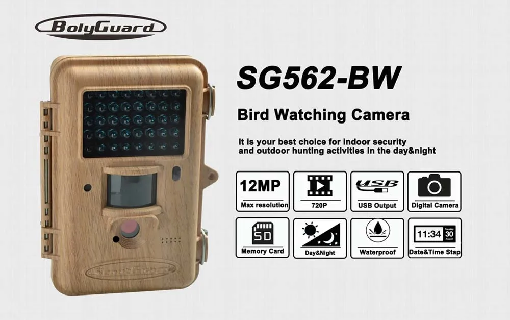 Охотничья камера Bolyguard 12MP 720P 940nm два фокуса наблюдения за птицами 100ft тепловизор и