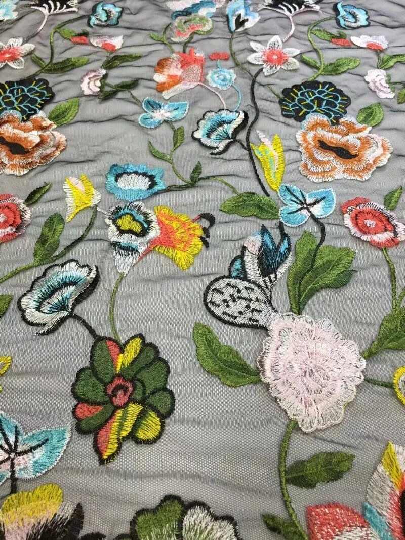 

New coming african lace fabric multi color design embroidery tulle lace fabric wholesale nigerian lace fabric for party DPW-152