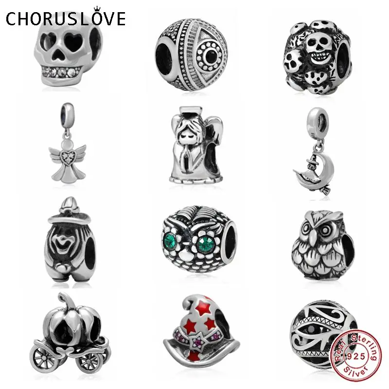 Choruslove античный Стерлинговое Серебро 925 пробы Специальный череп бусины подходят
