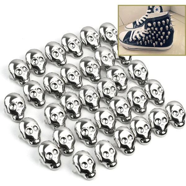 30 шт./лот 2016 новые серебристые заклепки в форме черепа Шпильки стиле панк рок DIY