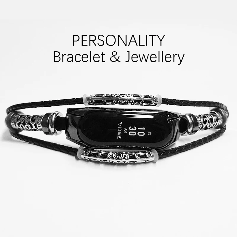 AKGLEADER For Xiaomi Band 3 4 5 6 7 Retro Watch Band  Leather With Jewelry Wrist Strap For Xiaomi Mi2 Bracelet horloges bandje