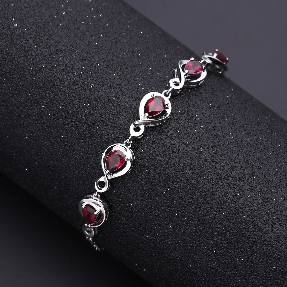 GEM'S BALLET 2.63Ct натуральный родолит гранат драгоценный камень браслет 925 пробы Серебряный регулируемый браслет для женщин хорошее ювелирное изделие