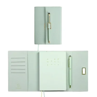 Green with pen Прекрасный карманный размер 42K девушка дневник планировщик блокнот новые подарки цветная тетрадь Macaron с ручками канцелярские подарки - Цвет: Green with pen
