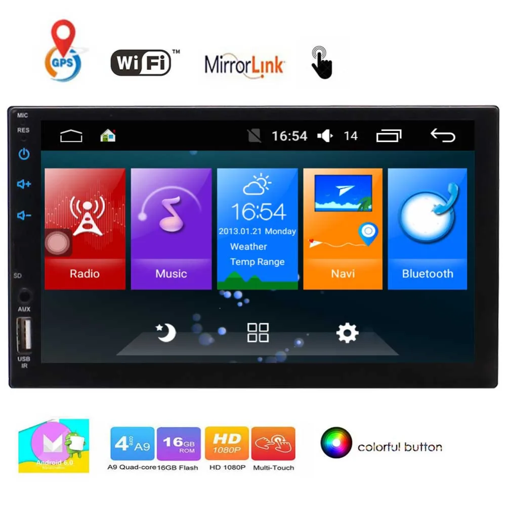 EINCAR Android 6 0 Автомобильный GPS стерео радио двойной Din 1 Гб + 16 ГБ с навигацией WIFI авто