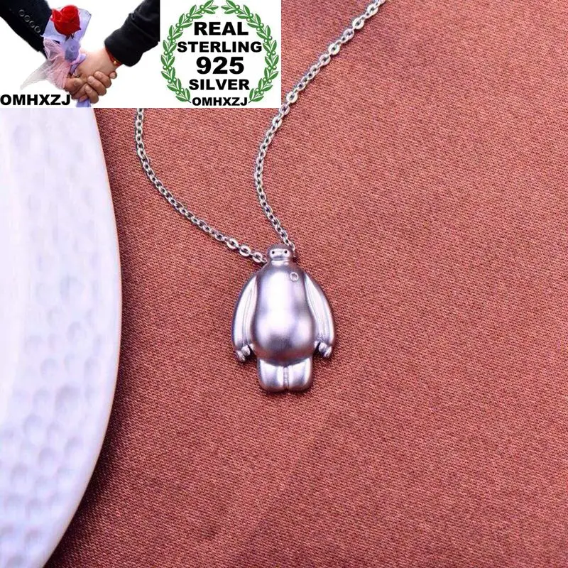 OMHXZJ Wholesale European Fashion Woman Man Party Wedding Gift White Baymax 925 Sterling Silver Necklace Pendant Charm CA106 | Украшения и