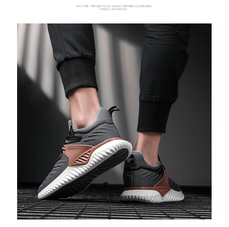 KJEDGB Дизайн высокое качество мужские кроссовки черный серый Flyknit дышащая прогулочная повседневная обувь мужские теннисные туфли большой размер 39-46