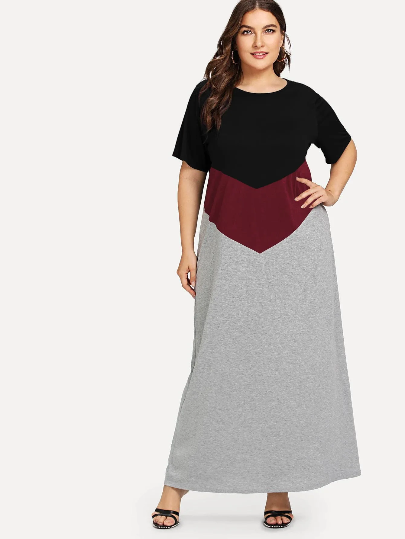 5XL размера плюс длинное платье Макси женское летнее с коротким рукавом контрастное разноцветное элегантное платье свободного кроя больше размера d женское платье-туника