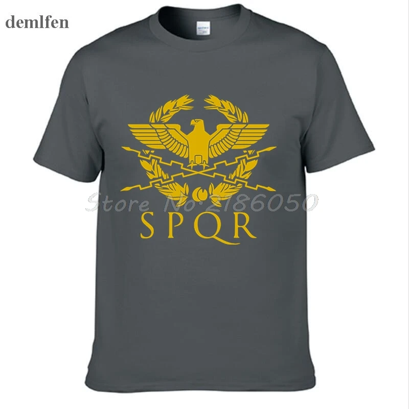 SPQR Римский гладиатор императорской Golden Eagle Футболка мужская повседневная