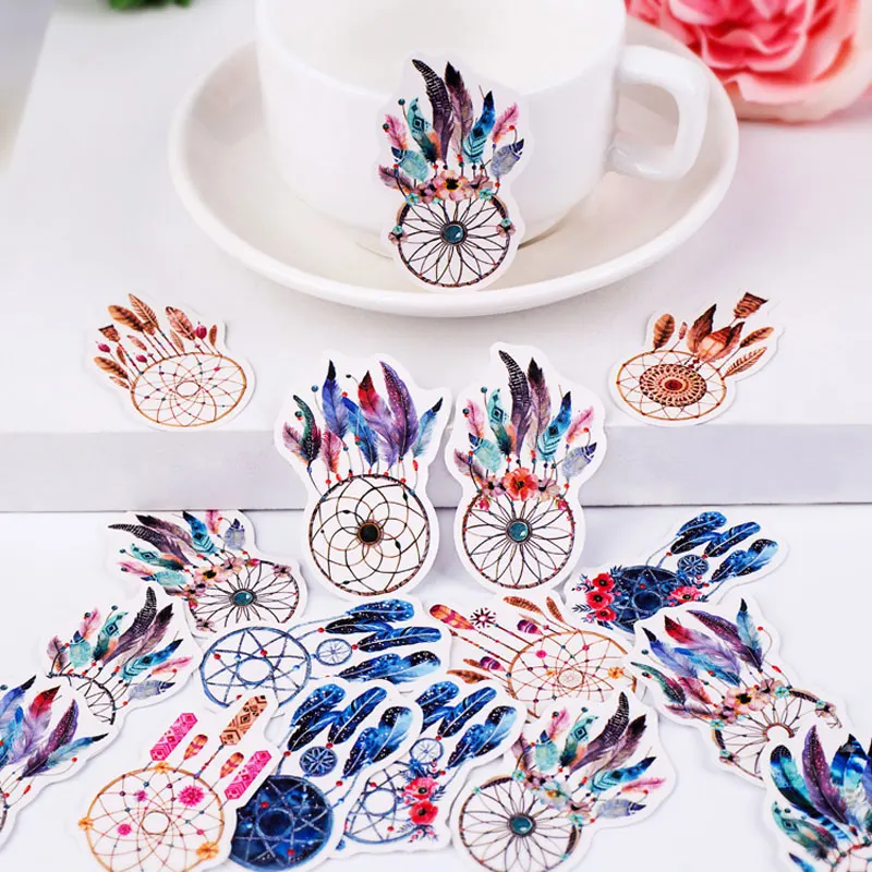 16 Pcs/Pack Cute Feathers Scrapbooking Stickers DIY Craft Decoracion Journal Photo Albums Decoration Sticker | Канцтовары для офиса