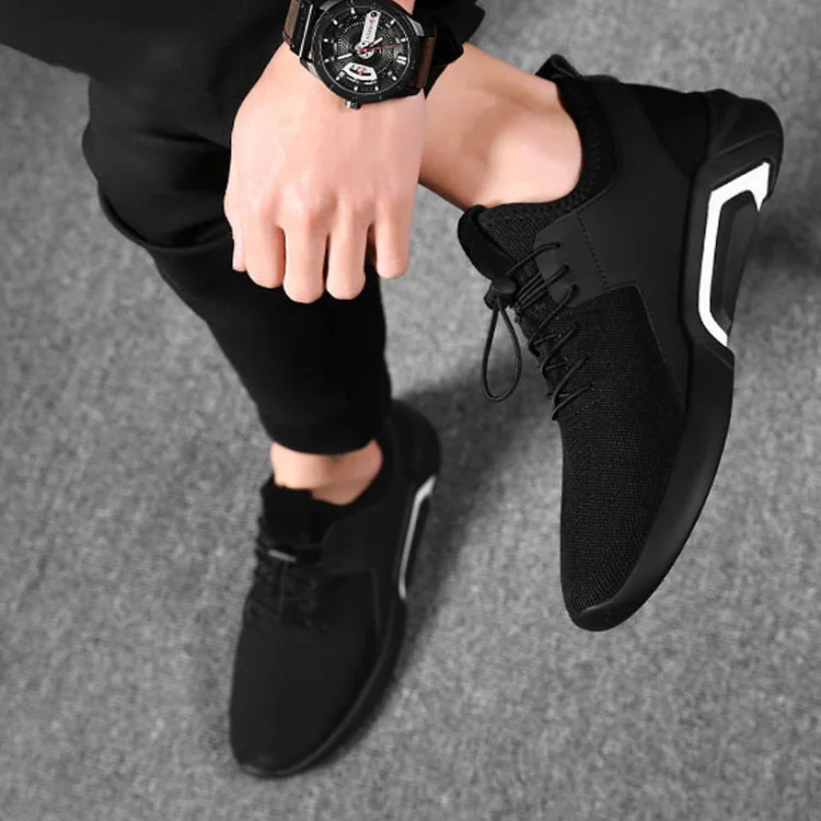 

2019 New breathable board shoes men's Korean version of the trend British hundred shoes black sports shoes business shoes