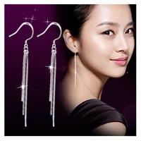 2020 fashion silver color earrings exaggerated tassel earrings three lines long drop water design women ear jewelry wholesale