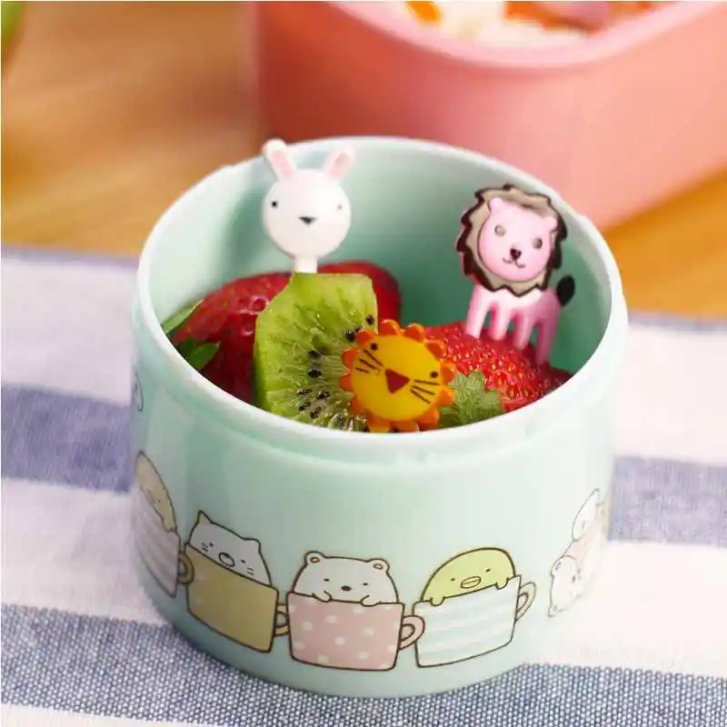 10 шт./компл. мини Очаровательное животное Коробки для обедов Bento аксессуар Декор животных Еда фрукты выбирает вилки для детей Фирменная Новинка