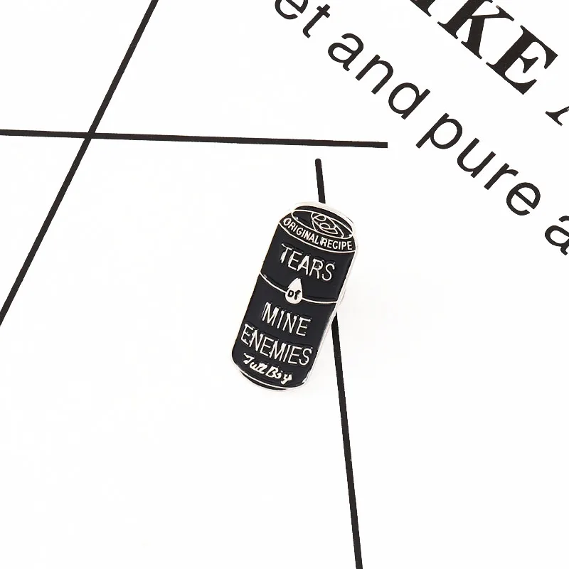 Эмалированные булавки со слезами из шахты черные броши в форме Can твёрдые