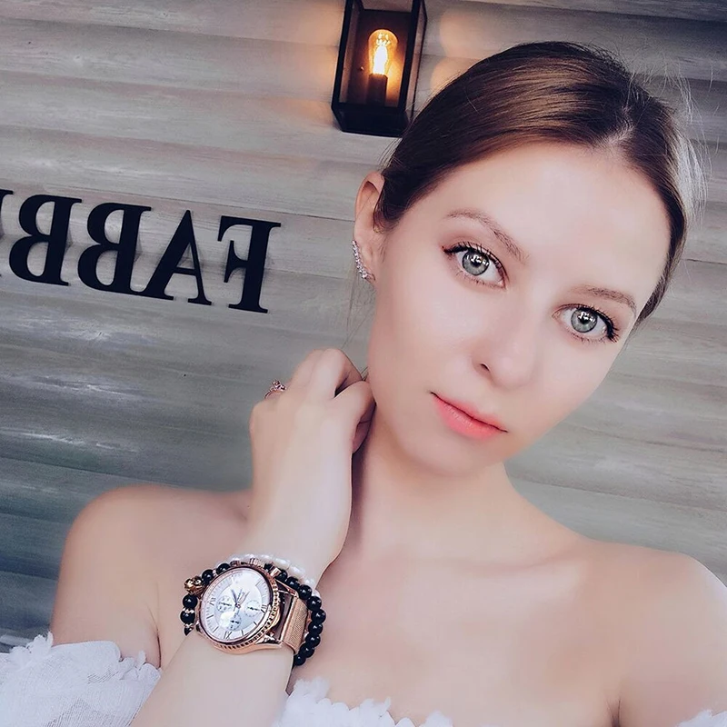 Часы BENYAR женские с сетчатым ремешком брендовые золотистые модные
