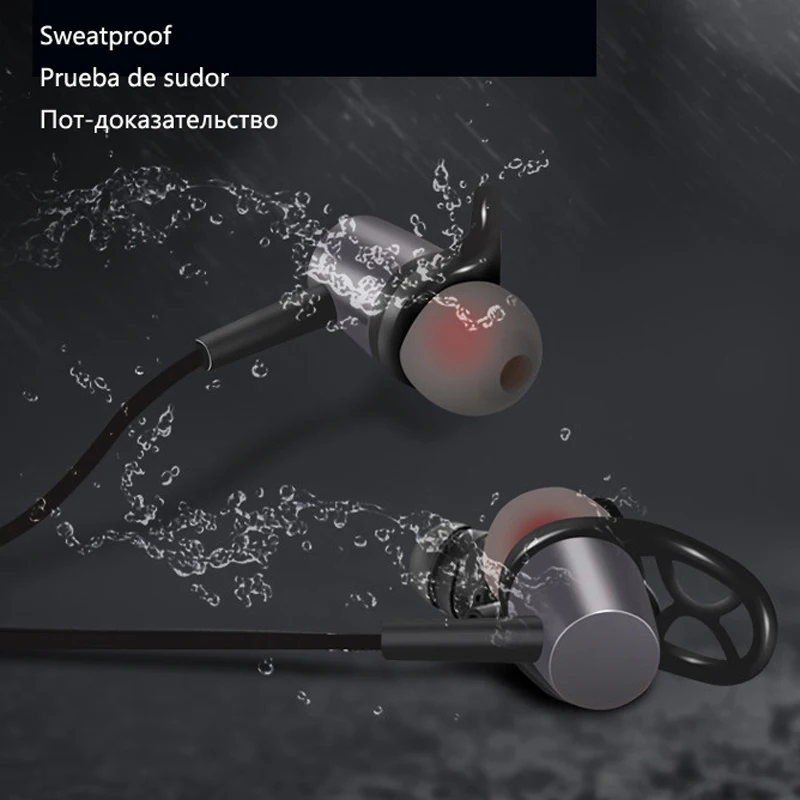 Стерео металлические Bluetooth наушники спортивные беспроводные гарнитура Hands free для