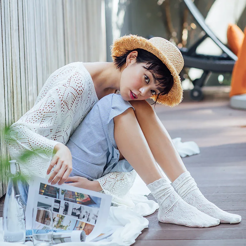 Women Socks 2022 New Fashion Long Mesh Socks For Women Solid Color Female Soft Sexy Hollow Out Lace Slouch Socks Thin Girl Cute