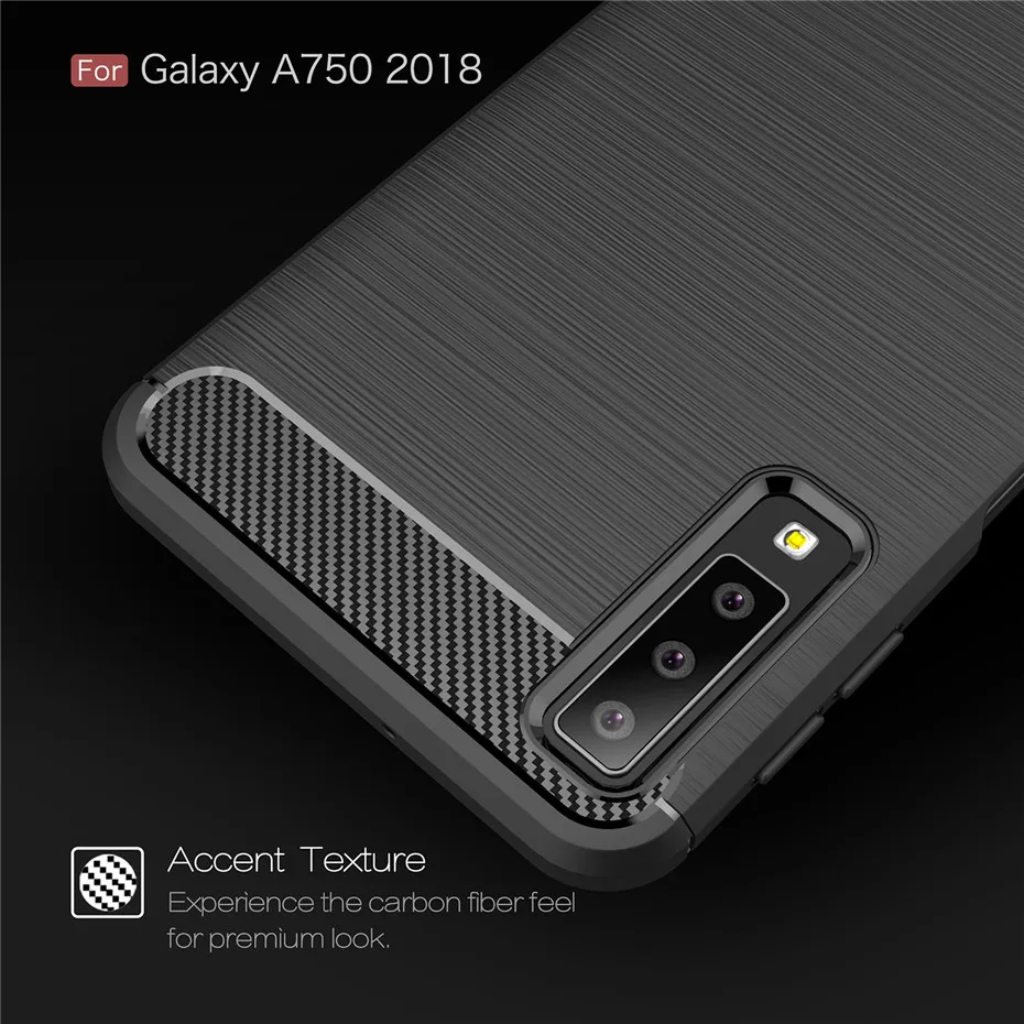 Силиконовый чехол для samsung Galaxy A7 2018 A750 углеродного волокна Мягкие TPU оснащен Conque