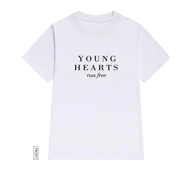 Женская футболка young hearts run free хлопковая Повседневная забавная Футболка для леди