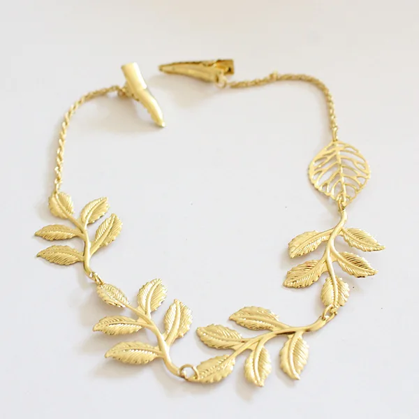 Золотые шпильки листья элегантные волосы полоса цепочка на голову украшение