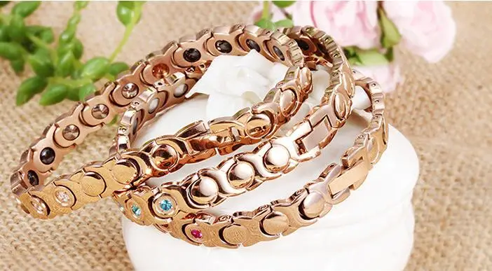 Женский браслет из нержавеющей стали под розовое золото с кристаллами|chain