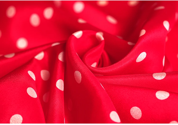 4 Цвета! 113 см шириной 16 мм белый узор в горошек белый красный желтый шелк крепдешин ткань для летнего платья куртка брюки DE1036