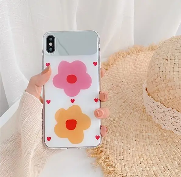Чехол Gimfun для телефона в стиле ретро с изображением цветов и зеркалом Iphone Xs Xr Xsmax 6s