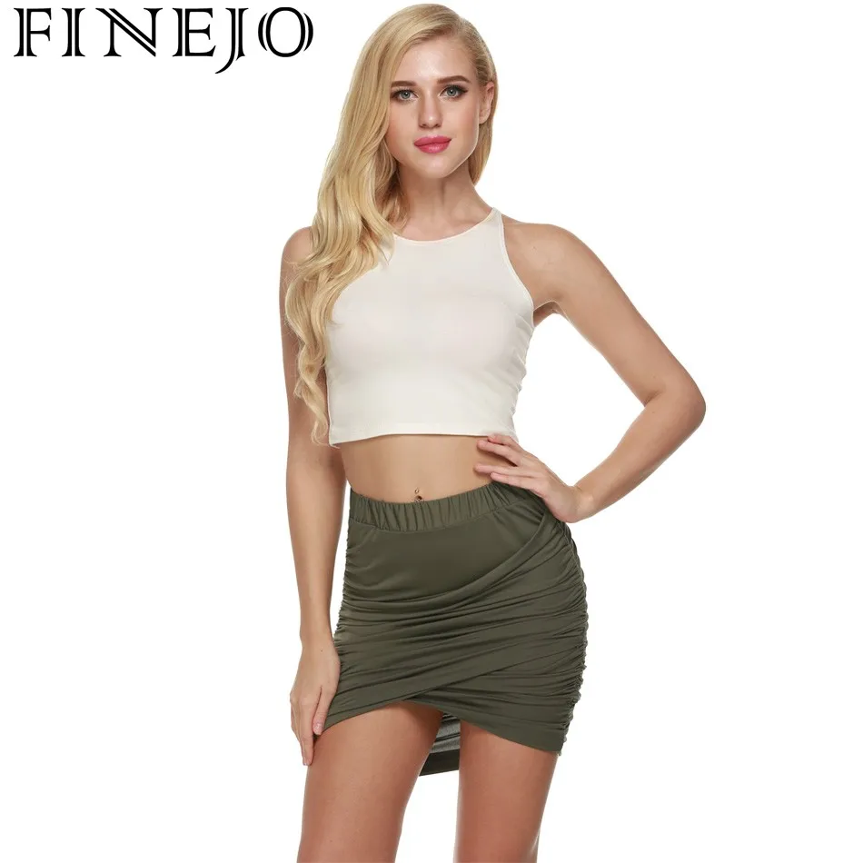 FINEJO 2018 Camiseta Топы пикантные Для женщин с эластичной резинкой на талии высокие